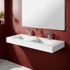 VANIRROR Wall Mount Bathroom Double Sink, 47.3x18.9" Solid Surface Floating Sink, Rectangle Modern Countertop Vessel Basin for Bathroom Vanity, White - 2 of 4