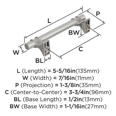 Satin Nickel 3-3/4 Inch Modern Industrial Cabinet Pull