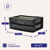 Homz 2 Pack Storage Cart, Wide Body 2 Drawer Plastic Rolling Container for Home and Office Organization, Black Frame with Smoke Tint Drawers - 4 of 4