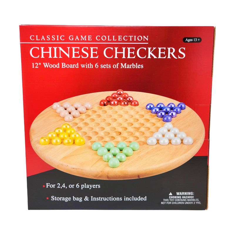 Classic Game Collection - 12&#34; Wood Chinese Checkers Set with Marbles, 1 of 7