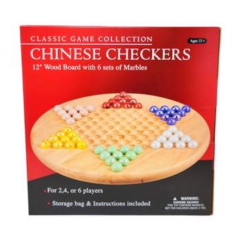 Classic Game Collection - 12" Wood Chinese Checkers Set with Marbles