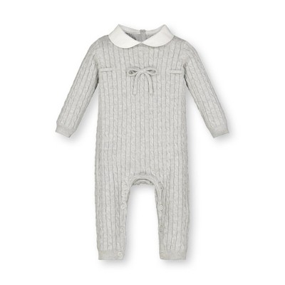 Hope & Henry Baby Cable Romper with Peter Pan Collar
