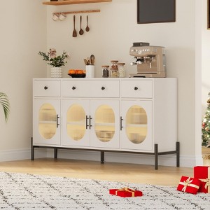 62" Large Sideboard Buffet with Storage, Modern Farmhouse Coffee Bar with 3 Drawers - 1 of 4