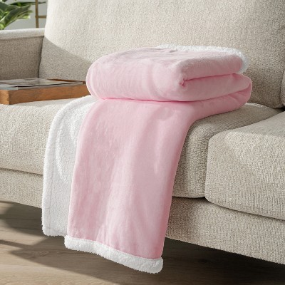 Blush Pink Twin Reversible Sherpa Fleece Blanket