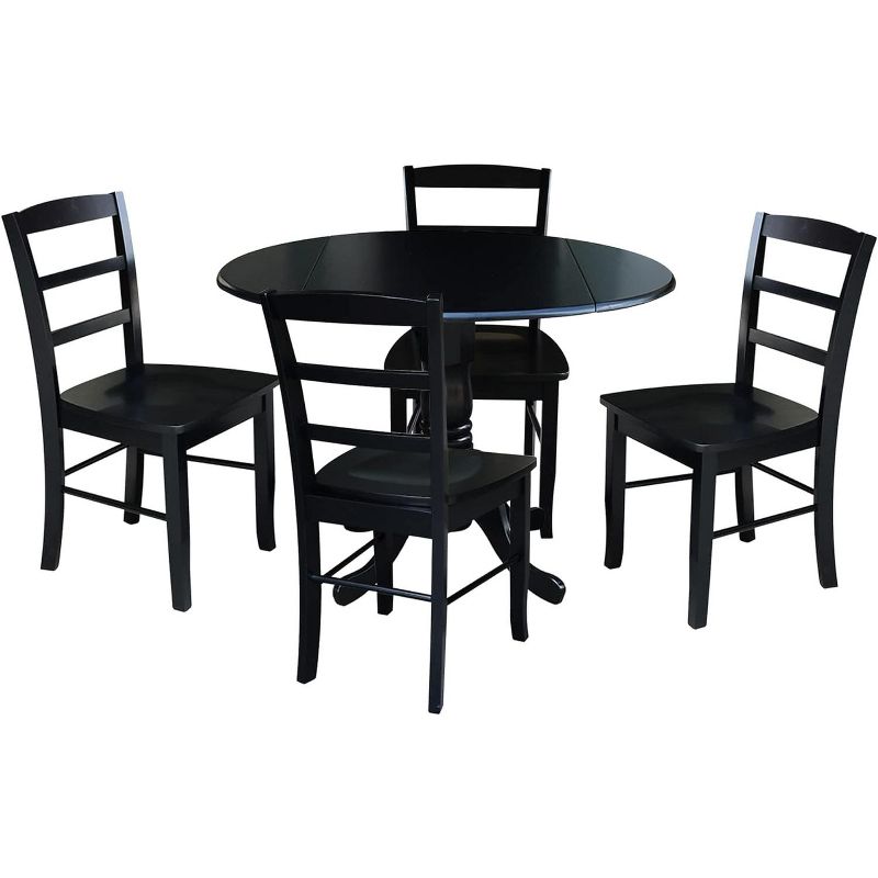 International Concepts 42 in. Dual Drop Leaf Table with 4 Ladder Back Dining Chairs - 5 Piece Dining Set, 1 of 2