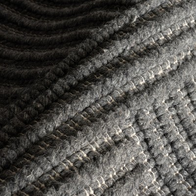 Handmade Gray and Black Wool Striped 9' x 12' Rug