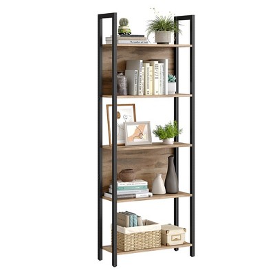 Vasagle 5tier Bookshelf, Storage Rack Shelf Camel Brown And Black Target