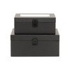 HomeRoots Set Of Two Black Faux Leather And Mirrored Glass Jewelry Boxes - 4 of 4