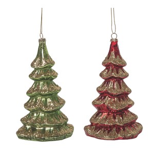 Transpac Glass Antique Style Tree Ornament Set of 2 Christmas Home Decorations - 1 of 1