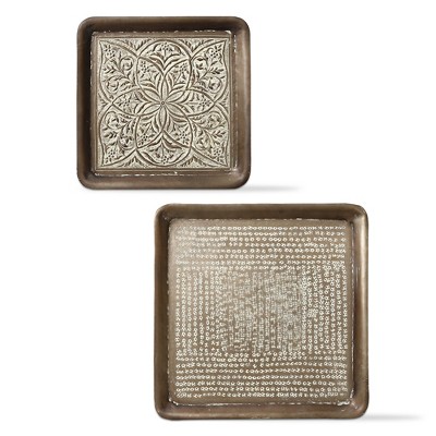 TAG Kali Embossed Square Decorative Tray Set of 2