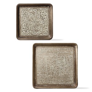 TAG Kali Embossed Square Decorative Tray Set of 2 - 1 of 3