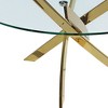 HomeRoots 54" Clear and Gold Glass and Metal Cross Leg Base Round Top Dining Table - 4 of 4