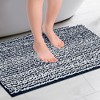 Unique Bargains Chenille Non-Slip Soft Plush Shaggy Striped Extra Thick and Absorbent Bath Rug - 2 of 4