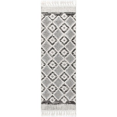 Nuloom Journey Shaggy Checkered Tiles Tassel Indoor Area Rug