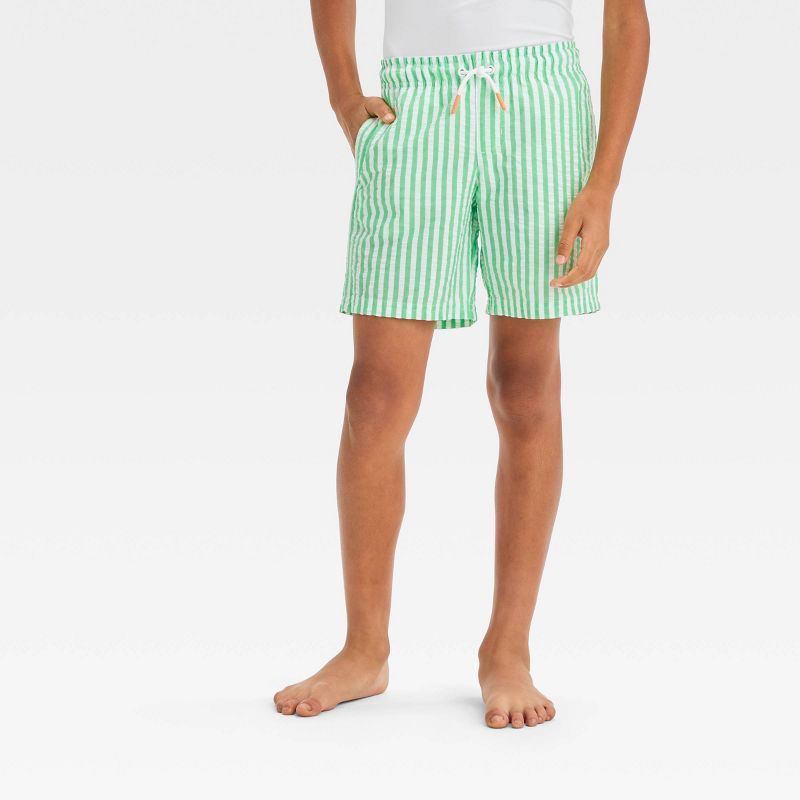 Boys&#39; Striped Swim Shorts - Cat &#38; Jack&#8482; Green, 1 of 5