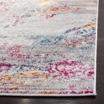 Gray and Fuchsia Synthetic Flat Woven 6' x 9' Area Rug