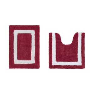 Hotel Bath Rug 100% Premium Cotton Tufted Weave Two Tone Reversible 2 Piece Bathroom Rug Set, Super Soft & Water Absorbent, Machine Washable Bathmat - 1 of 4