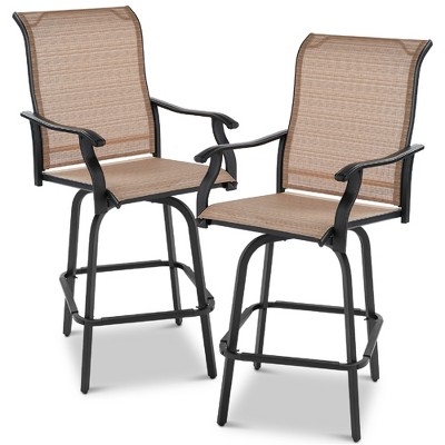 Best Choice Products Set of 2 Outdoor Swivel Bar Stools, Patio Barstool Chairs w/ 360 Rotation, All-Weather Mesh