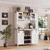 Garvee 70" Wine Coffee Bar Cabinet with Storage Hutch, Kitchen Pantry Liquor Cabinet with Sliding Barn Doors, Bottle Glasses Rack, Farmhouse Buffet - 3 of 4