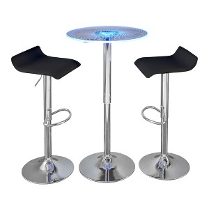 3-Piece Bar Height Dining Set with Adjustable Table and 2 Upholstered Stools - 1 of 4