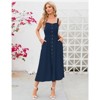 Women's Dress Casual Summer Spaghetti Strap Dress Button Down Sleeveless A Line Beach Swing Midi Sundress - 2 of 4
