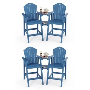 GardenJoy HDPE Tall Adirondack Bar Chair Set with 2-Layer Table & Umbrella Hole - 1 of 3