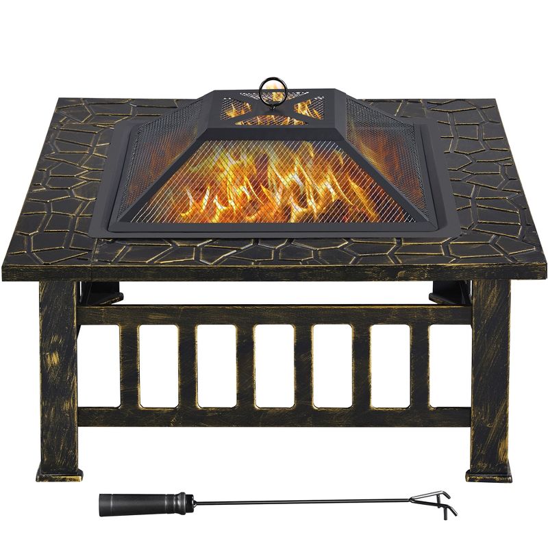 Yaheetech 32in Fire Pit Table Square Metal Firepit Stove Backyard Garden Fireplace for Camping, 2 of 8