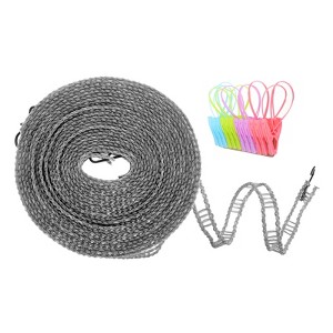 Unique Bargains Plastic Portable Windproof Non-Slip Clothes Drying Rope with Clips 1 Pc - 1 of 4