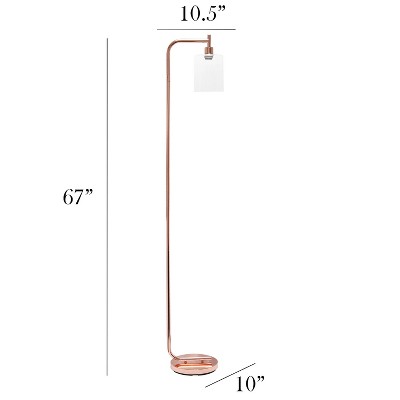 Elegant Rose Gold Arc Floor Lamp with Clear Glass Shade