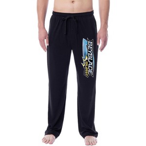 Beyblade Burst Mens' Anime Logo Character Sleep Pajama Pants Black - 1 of 3