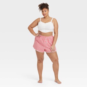Women's Lace Trim Boxer Pajama Shorts - Colsie™ - 1 of 3