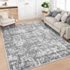 Vintage Floral Printed Distressed Rug for Living Room Retro Thin Washable Area Rugs for Bedroom Low Pile Non Slip Ultra Soft Carpet - 2 of 4