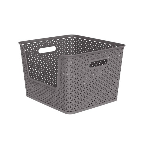 Small Decorative Plastic Bin With Cutout Handles Charcoal - Brightroom™ :  Target