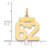 Black Bow Jewelry 14k Yellow Gold, Athletic Collection, Small Polished Number 62 Pendant - 2 of 3