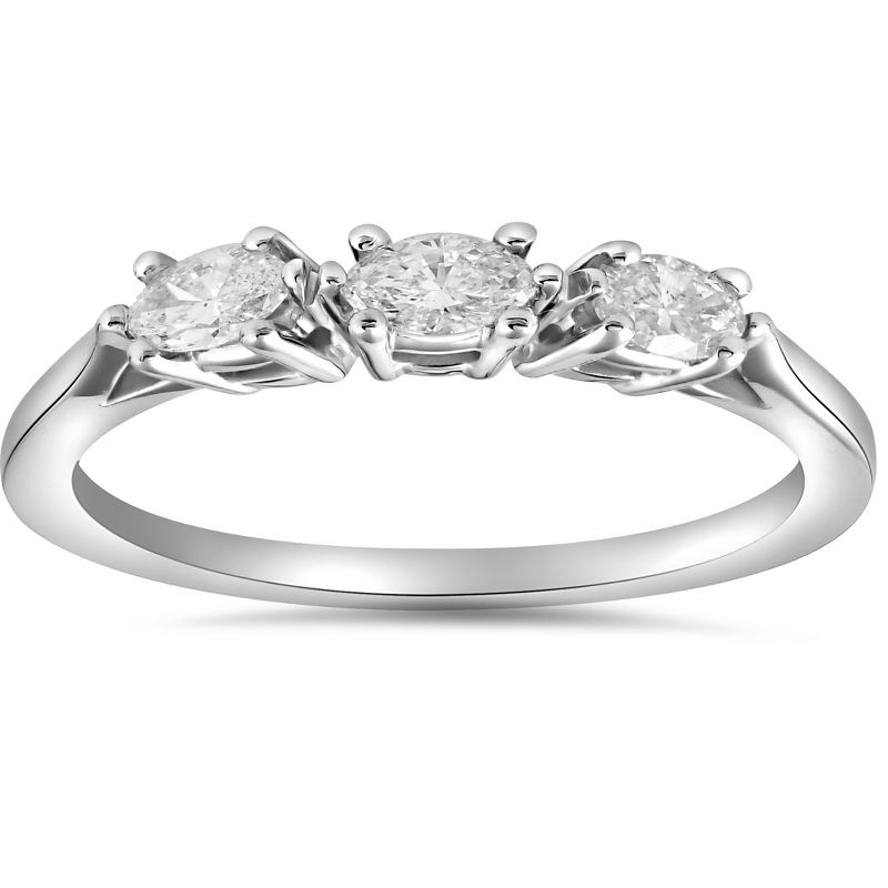 Pompeii3 1/3ct Marquise Diamond Wedding Ring Womens Stackable Band 14k White Gold, 1 of 5