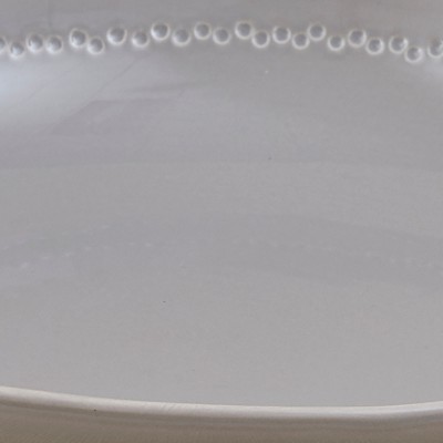Mushroom Gray Ceramic Round Serving Platter with Bead Pattern