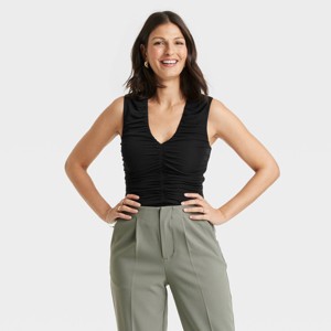 Women's Mesh Ruched Tank Top - A New Day™ - 1 of 4
