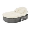YOOCOZZ PE Rattan Patio 2-Person Daybed with Adjustable Backrests, Foldable Cup Trays ,Cushions and Pillows - 3 of 4