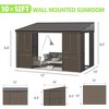 EROMMY 10 Ft. x 12 Ft. Wall Mounted Gazebo, All-Season Patio Gazebo Sunroom with Side Door, Outdoor Permanent Sunroom - 4 of 4