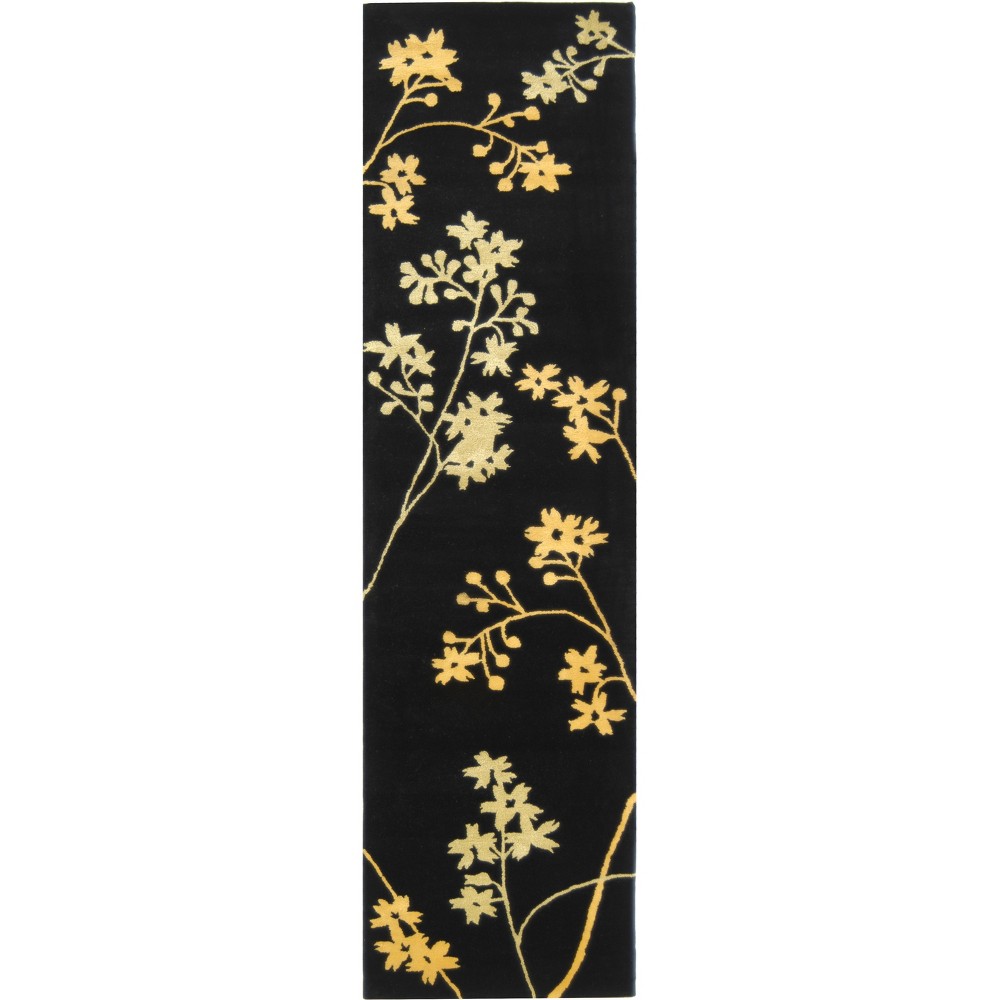  Floral Tufted Runner Black/Lime