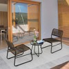 Bigget Outdoor Steel 3-Piece Wicker Bistro Rattan Patio Set, Brown - 3 of 4