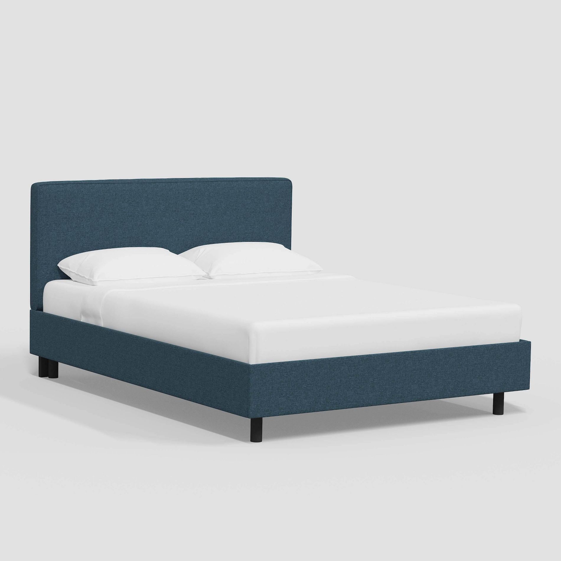 California King Kelsey Platform Bed in Textured Linen Zuma Navy - Threshold™: Modern Upholstered Frame, Pine Material
