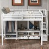 Full Size Loft Bed with Wardrobe, Low Storage Table and Storage Staircase - 3 of 4