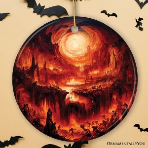 Fiery Hellscape Dante's Inferno Ceramic Ornament, Painting Halloween Gift And Decor| OrnamentallyYou - 1 of 4