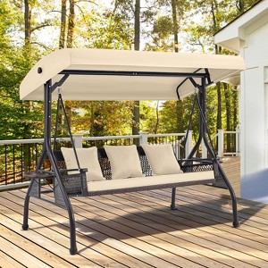 EROMMY Outdoor Porch Swing with Adjustable Hardtop - 1 of 4