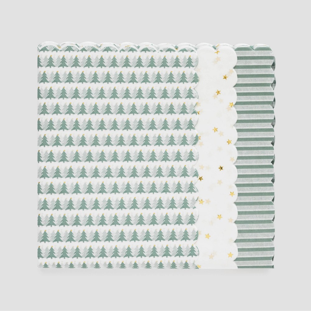 UPC 198420819835 - 25ct Christmas Tree and Striped Tissue Paper Green ...