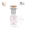 Pinky Up Bailey Ceramic Tea Mug and Loose Leaf Tea Infuser, Loose Leaf Tea Accessories, Tea Tumbler Cup, Botanical Design, 12oz - 3 of 4