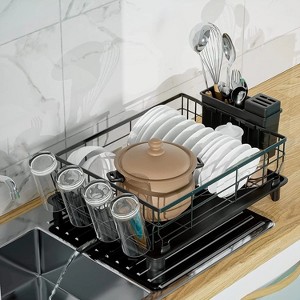 LunaLulinlk Dish Drying Rack, Space-Saving Compact Dish Rack for Kitchen Counter, Durable Stainless Steel Bottle Drying Rack - 1 of 4