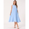 INSPIRE CHIC Women's Linen Sleeveless Crew Neck Shift with Pockets Casual Midi Dress - 2 of 4