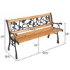 Karl Home|49 in. Metal and Wood Ourdoor Bench Flower-Patterned Back - 2 of 4